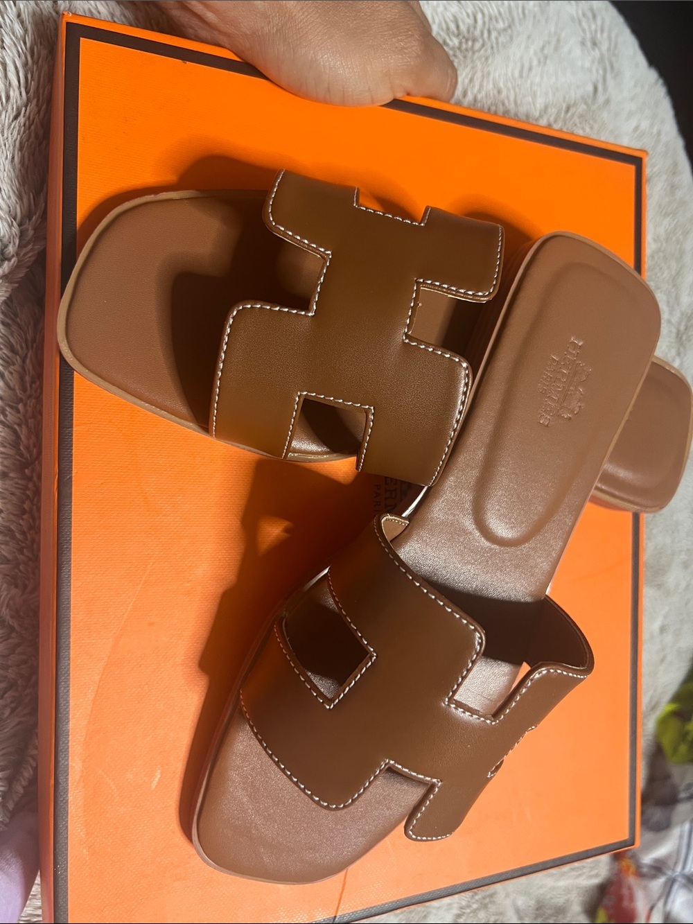 Hermes Brown Slide Sandals - Women's - Picture 3 of 3